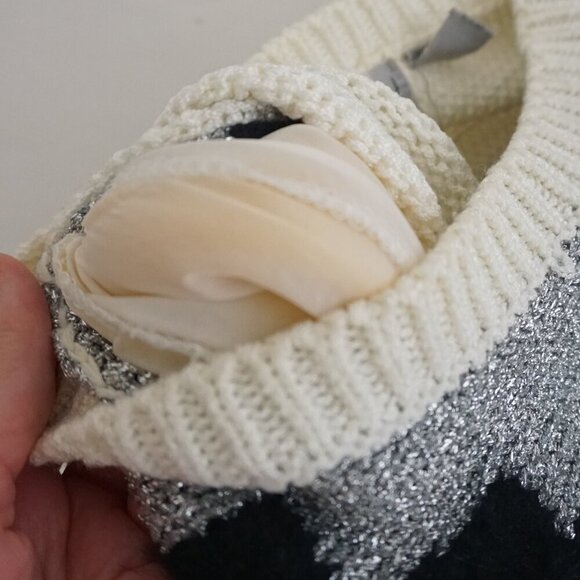 Vintage Dynanite White Black Knit Crewneck Sweater P/S - Picture 14 of 14